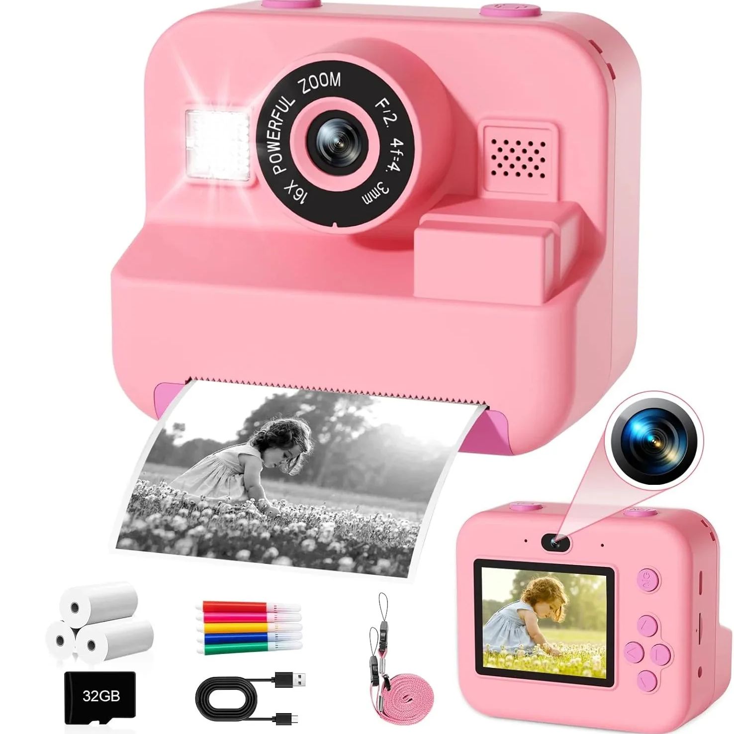 Kids Educational Videos - newInstant Print Camera With 32G Card