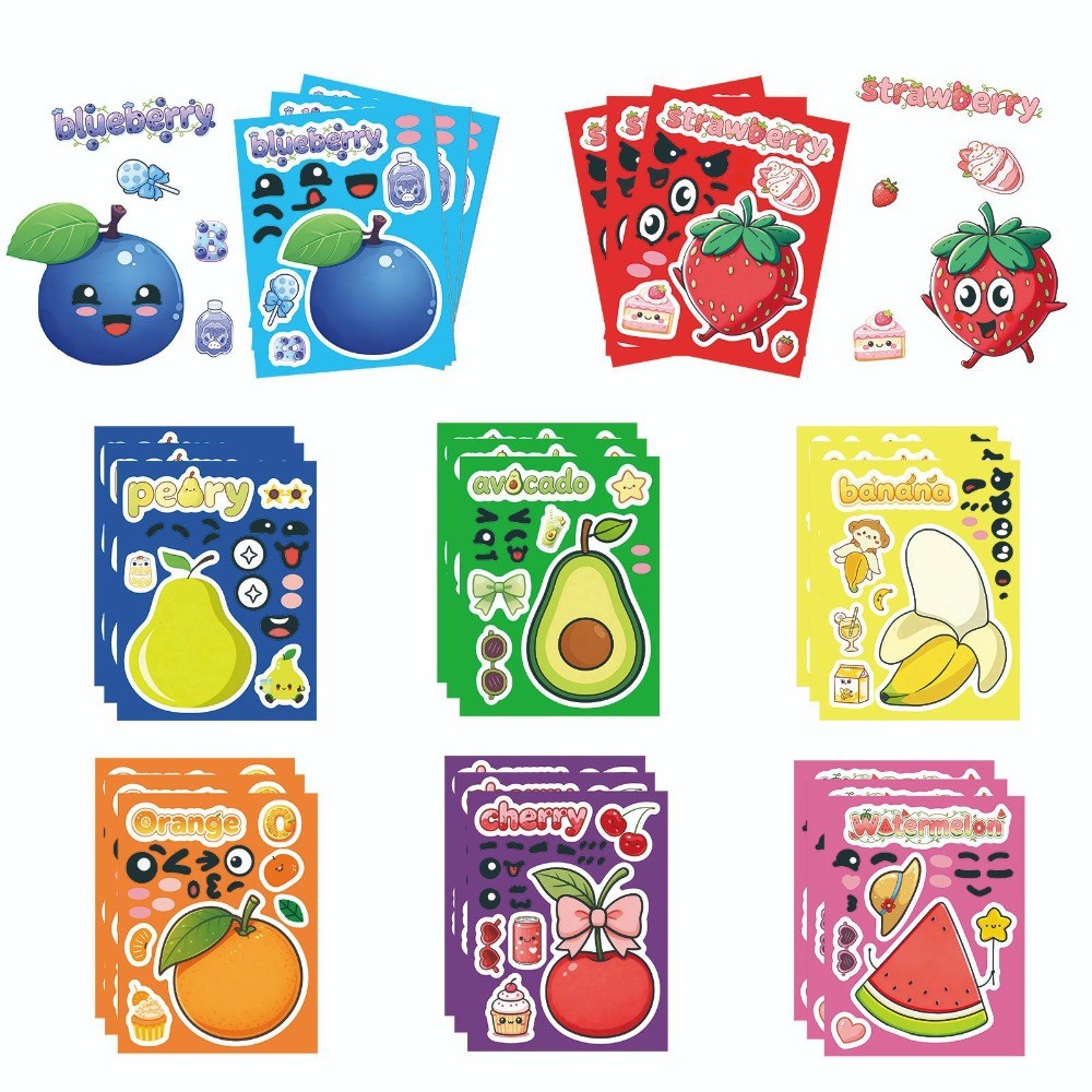 Kids Education Store - 8 Sheets Make Face Cute Cartoon