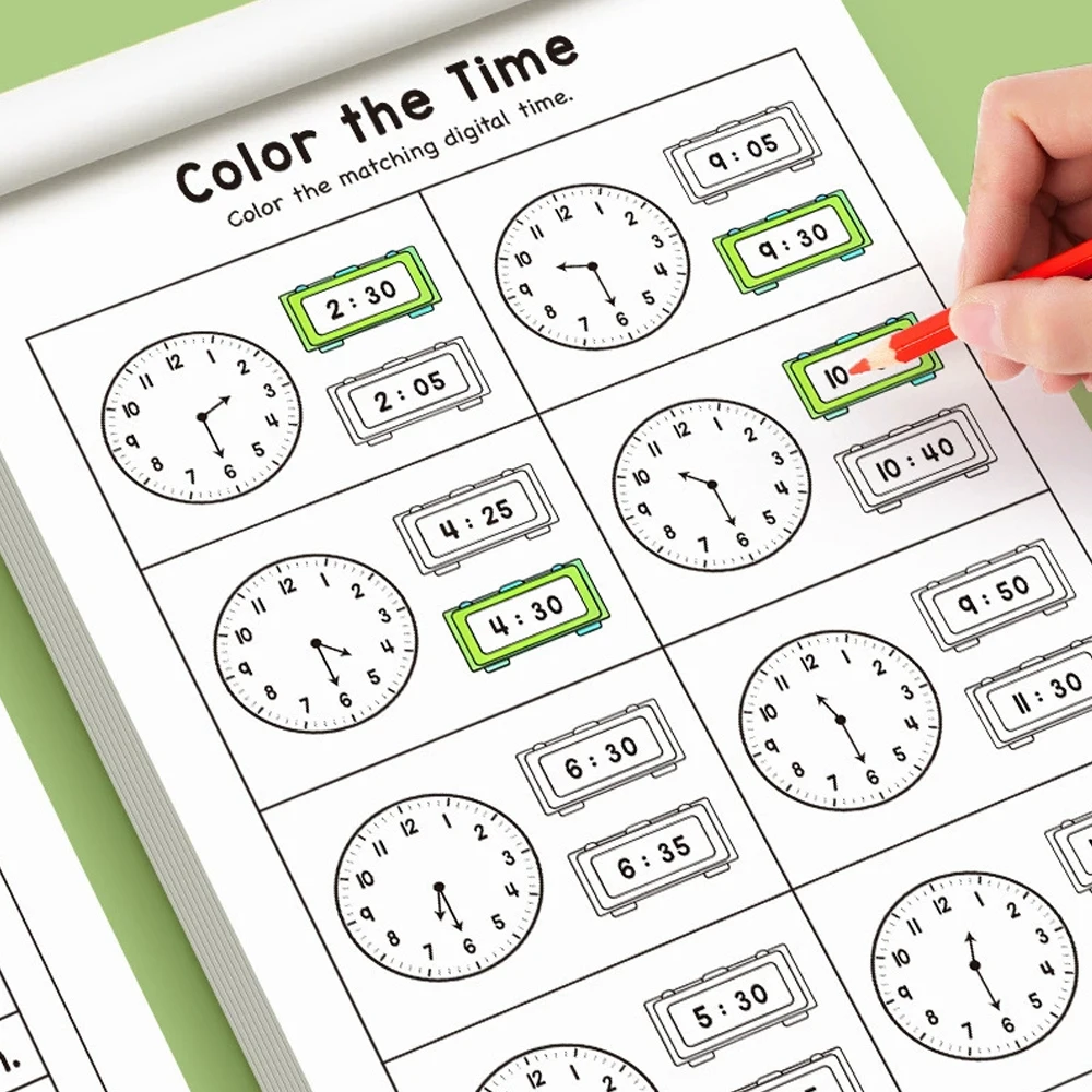 32 Pages Telling Time Workbook - đánh giá và giá Learning Workbook Preschool
