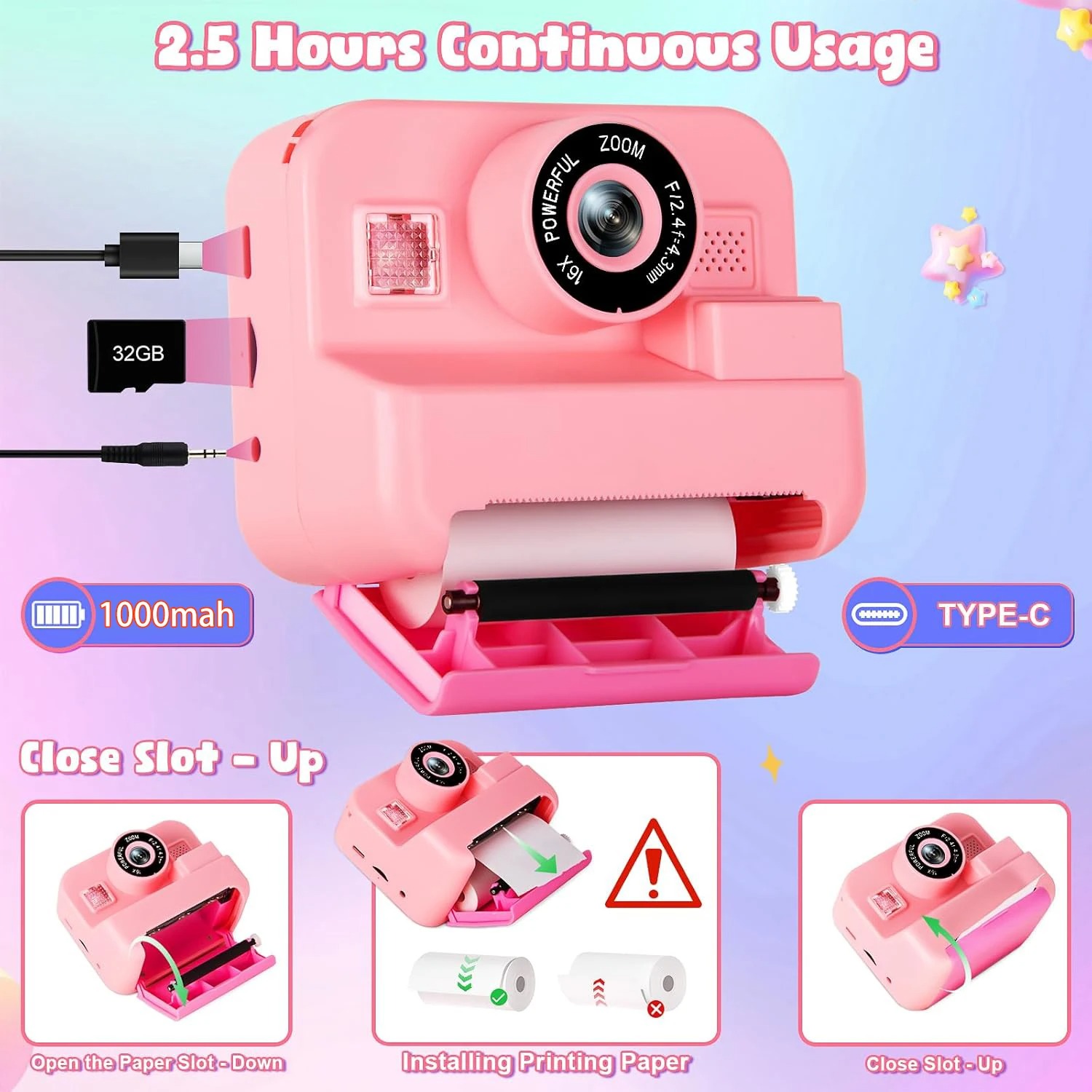 newInstant Print Camera With 3 - đánh giá và giá Kids Educational Videos
