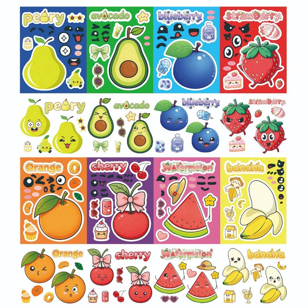 8 Sheets Make Face Cute Cartoo - đánh giá và giá Kids Education Store