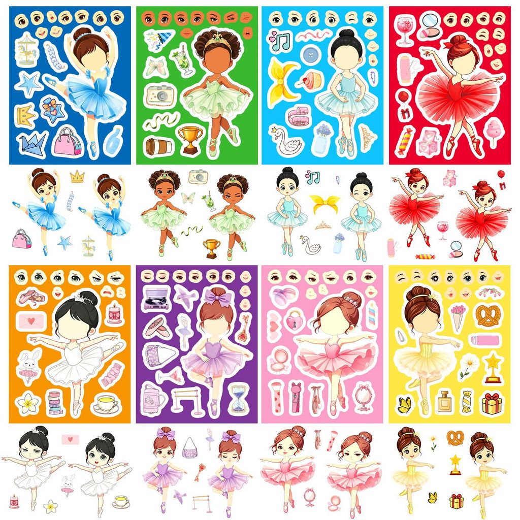 8Sheets Ballet Girl Make Face  - đánh giá và giá Kids Education Store